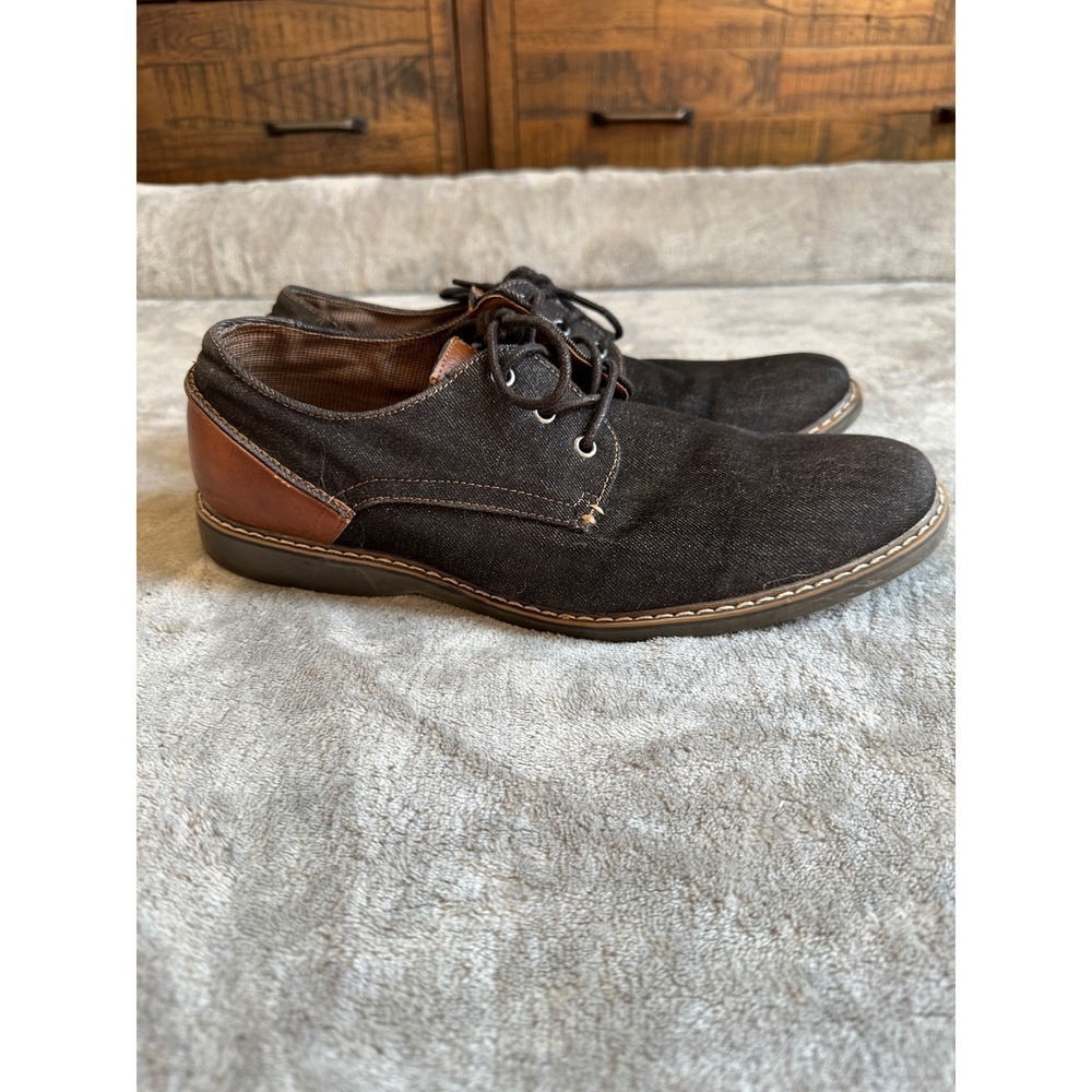 Men's dark denim and faux leather dress‎ shoes